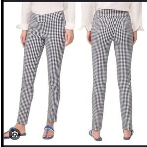 J.McLaughlin Blue White Gingham Stretch Leggings Womens 12 Tummy Control Pants